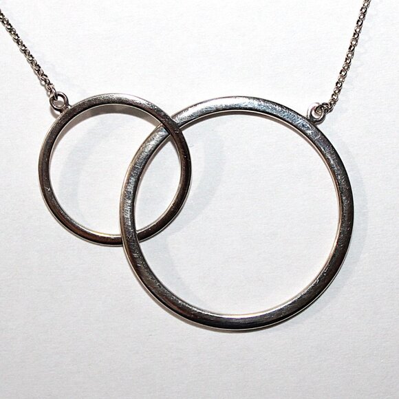 Sterling Silver Geometric Open Circles Necklace - Picture 1 of 6